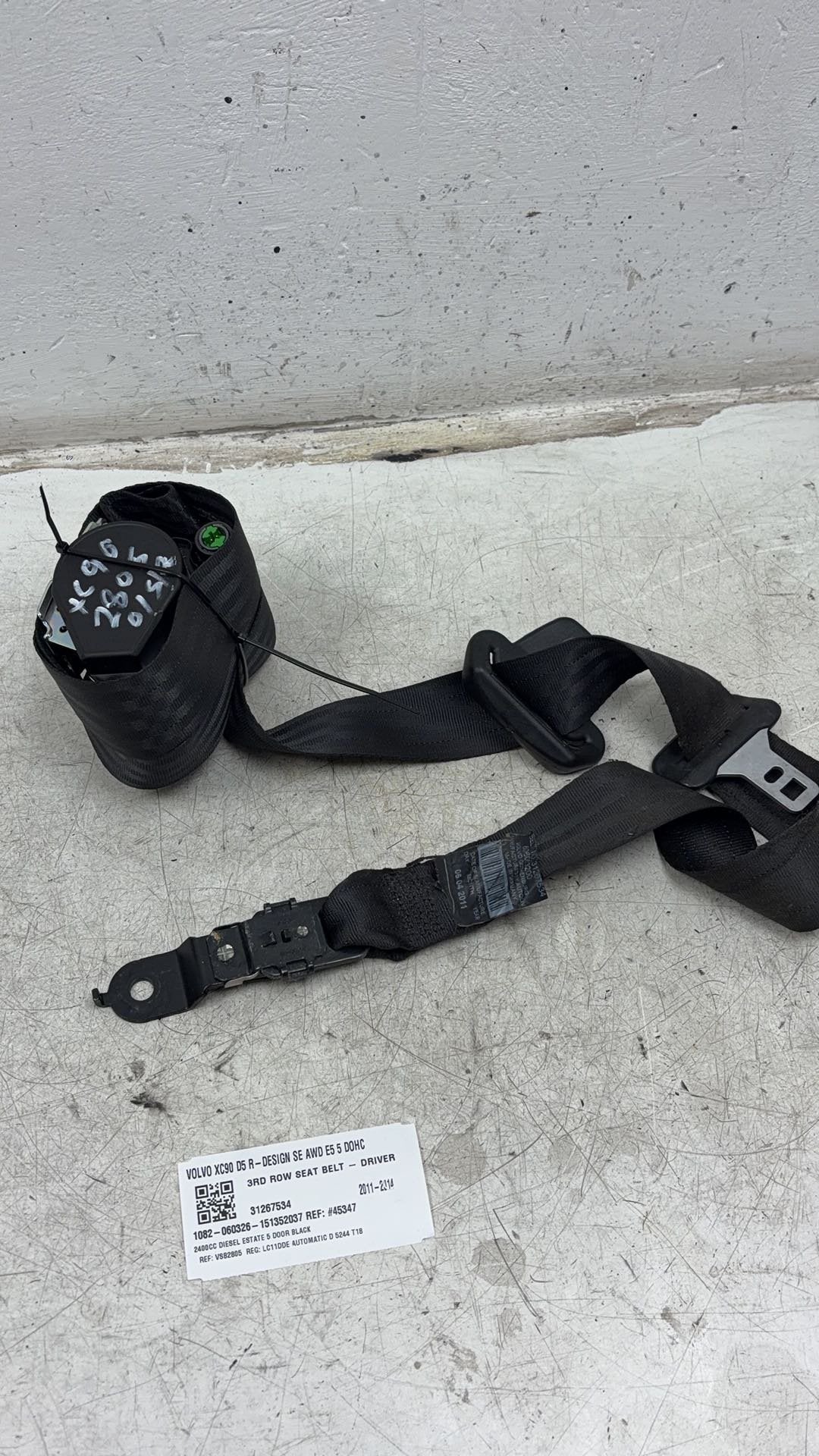 2007 - 2014 Volvo XC90 Estate 3RD ROW SEAT BELT - DRIVER 31267534