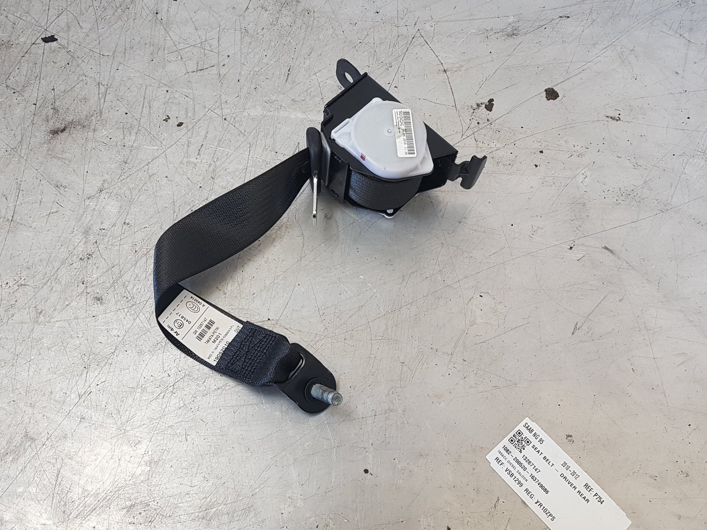 2010 - 2012 Saab 95  Saloon Right Rear Seat belt 13267147