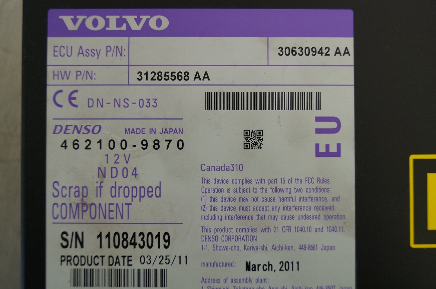 2008 - 2012 Volvo XC70  Estate SATNAV DVD PLAYER 31285568