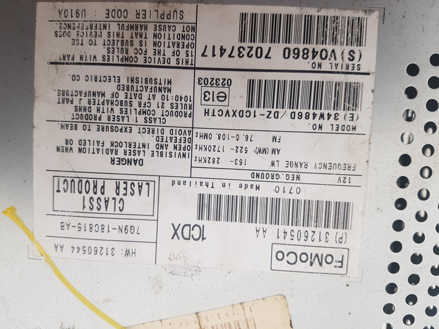 2007 - 2016 Volvo V70  Estate CD Player 31260541