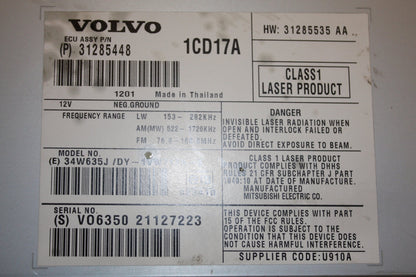2010 - 2012 Volvo C30  Hatchback CD Player 31285448