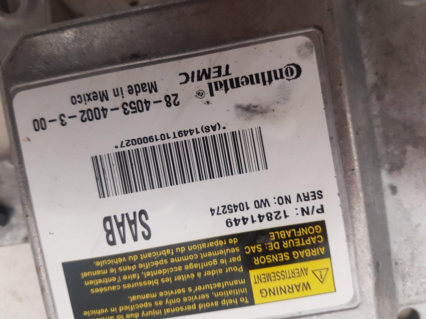 2010  9-3 Turbo Edition Tid E4 4 Dohc  Saloon Airbag Module 12841449