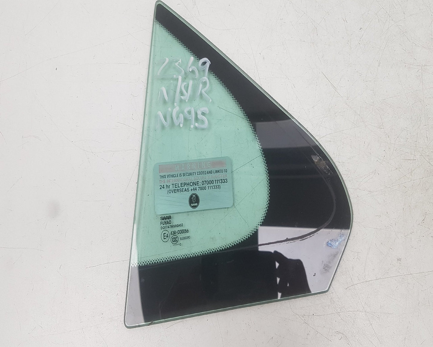 2010 - 2012 Saab 9-5  Saloon Left Rear Quarter Door Glass
 12772862