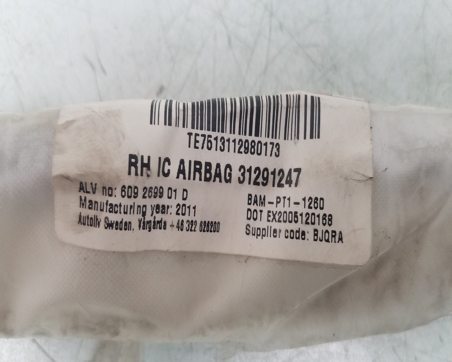 2007 - 2014 Volvo V70   Right Roof Airbag 31291247