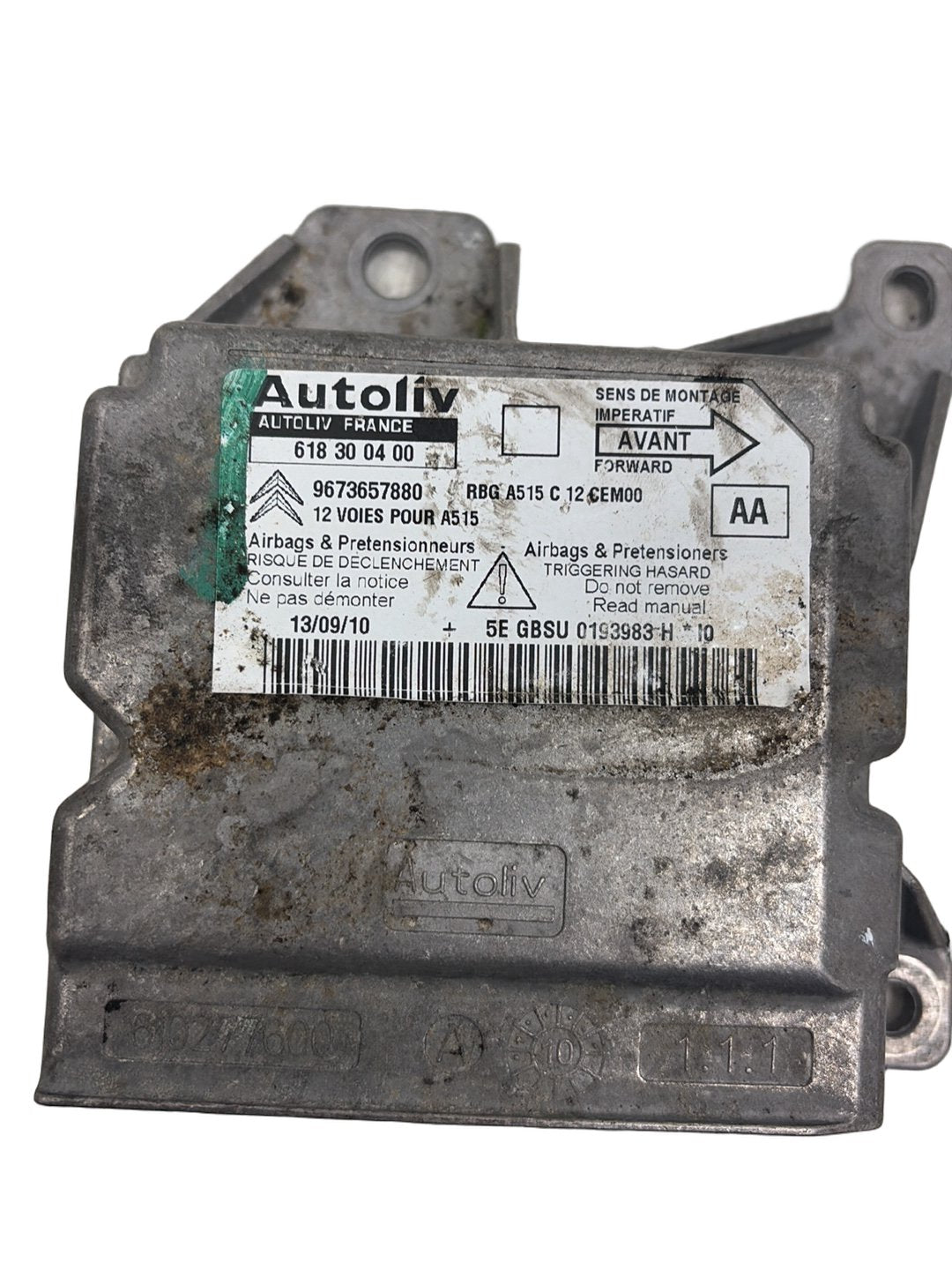 2009 - 2014 Citroen DS3 A55 Hatchback Airbag Module/Sensor 9673657880